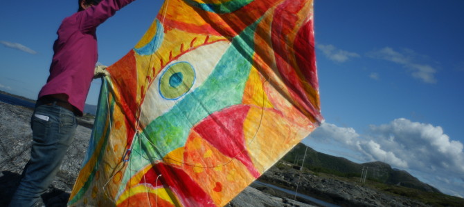 The kites near the ocean road. Norway